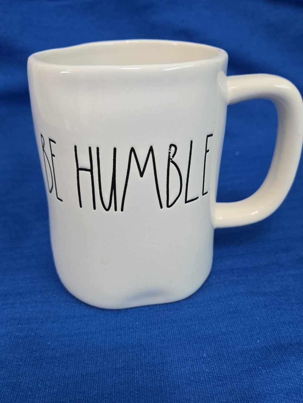 Rae Dunn White Ceramic "Be Humble" Mug with Black Script